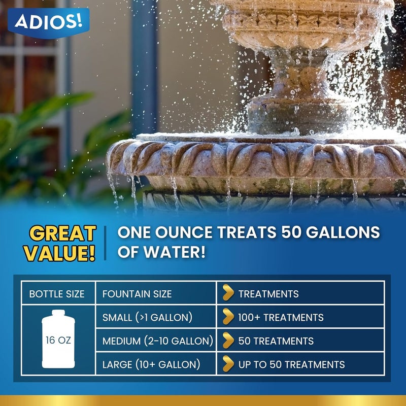 ADIOS! ! Fountain Scale Remover for Calcium, Lime and Hard Water Deposits on Bird Fountains, Baths and Water Features (16 oz) - Image 5